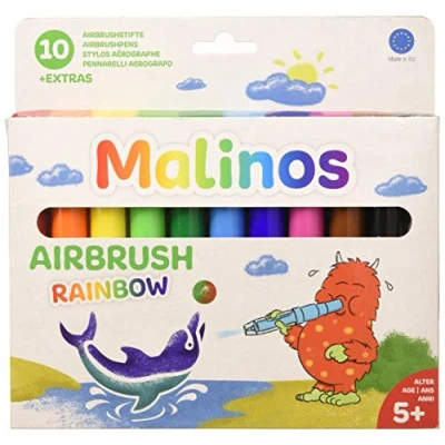 Abbildung von Malinos 300914 Airbrush Rainbow, Pustestifte, Regenbogen bunt, 10 Stück, Farben (1er Pack)