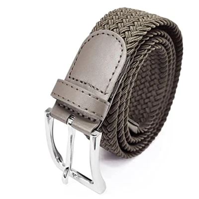 Abbildung von Glamexx24 Unisex Elastischer Stoffgürtel Geflochtener Stretchgürtel Dehnbarer Gürtel für Damen und Herren, 115cm, Khaki