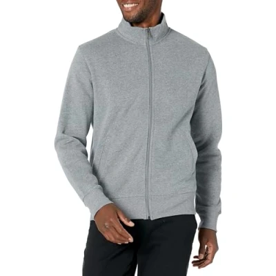 Abbildung von Amazon Essentials Herren Fleece Jacke mit durchgehendem Reißverschluss, Hellgrau Meliert, XXL