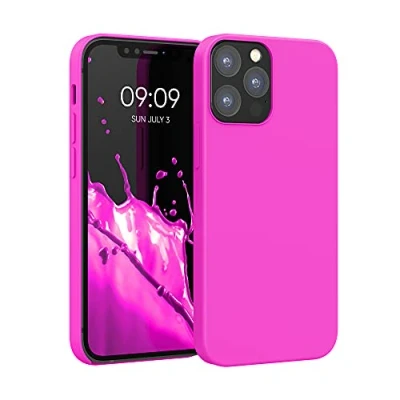Abbildung von kwmobile Hülle kompatibel mit Apple iPhone 12 / Pro Silikon Handy Case Handyhülle weiche Oberfläche kabelloses Laden Magenta