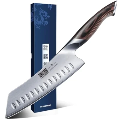 Abbildung von HOSHANHO Santoku Messer, Japanische Küchenmesser Kochmesser Profi AUS 10 Scharfe Messerklinge mit Ergonomischer Griff, Geschenkbox