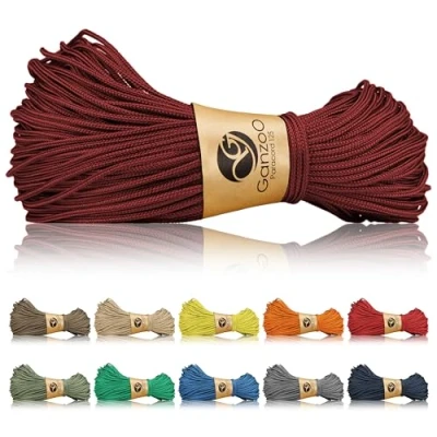 Abbildung von Ganzoo Paracord 125 Seil 1mm Takel Schnur, Nylon &amp; Polyester, Allzweckseil für Armband, Hundehalsband, Hundeleine Knüpfen, Takeln, Camping Survival, Weinrot
