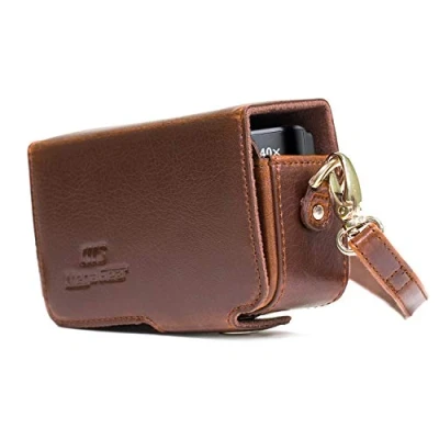 Abbildung von MegaGear Canon PowerShot SX740 HS, SX730 HS Leder Kameratasche mit Trageriemen Dunkelbraun