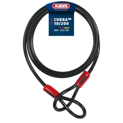 Abbildung von ABUS Schlaufenkabel Cobra 10/200 Stahlseil mit Kunststoff ummantelt 2 m lang, 10 mm stark Sicherung für Fahrrad und Motorrad Zubehör Schwarz, Black, 200 cm