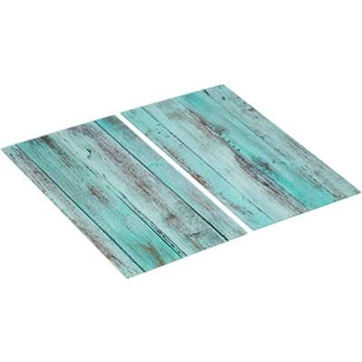 Abbildung von Allstar Glasabdeckplatten Blue Wood, 2er Set, aus gehärtetem Glas mit 6 rutschfesten Silikon Füßen, hygienische Oberfläche, je 30 x 0,8 52 cm