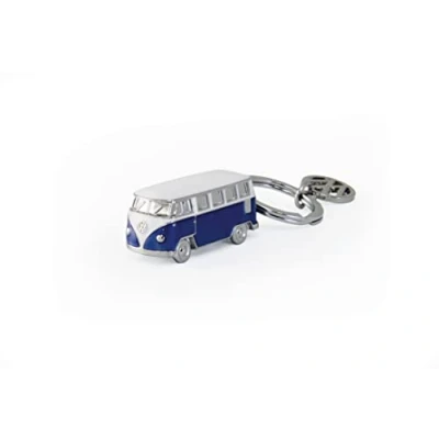 Abbildung von BRISA VW Collection Volkswagen Emaillierter 3D Metall Schlüssel Anhänger Ring Schlüsselbund Accessoire Keyholder im T1 Bulli Bus Design (Classic Bus/Blau)