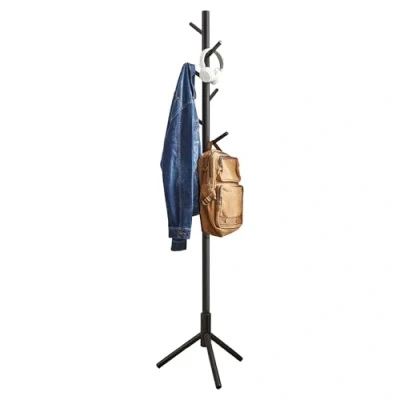 Abbildung von VASAGLE Garderobenständer, Kleiderständer aus Massivholz, Garderobe in Baumform, 8 Haken, 3 verstellbare Höhen, für Kleidung Hut Tasche, Wohnzimmer Schlafzimmer Büro, schwarz RCR004B01