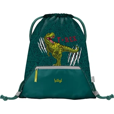 Abbildung von Baagl Turnbeutel für Jungen, Wasserdichte Schuhbeutel Kinder, Schule und Kindergarten Sportbeutel, Sportsack (T REX)