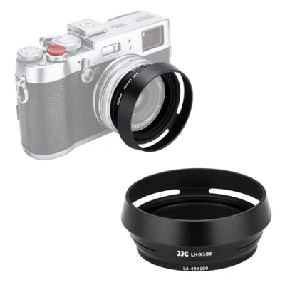 Abbildung von JJC Objektivadapter und Gegenlichtblende für Fujifilm FinePix X100VI, X100V, X100F, X100S, X100T, X100, X70 Ersetzt LH X100 Sonnenblende Schwarz
