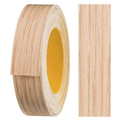 Abbildung von haggiy Melaminkanten Band selbstklebend 18mm x 5m I Kantenband Möbelkantenband Sicherer Halt ohne Bügeln Kantenumleimer Furnier für Regalbretter/Holzplatten (Lindberg Eiche)