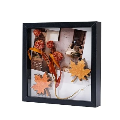 Abbildung von Muzilife 3D Bilderrahmen mit Echtglas 20x20 cm Holz, Tiefer Objektrahmen zum Befüllen für Wandbehang oder Desktop, Shadow Box Frame als Geschenk Familie Freunde usw.（Schwarz, 20x20cm