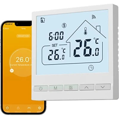 Abbildung von BEOK CONTROLS Thermostat Fussbodenheizung, Raumthermostat Fußbodenheizung WLAN für Wasser Heizung, Intelligent Kompatibel mit Alexa, Tuya Smart Life APP 3A TOL47WIFI