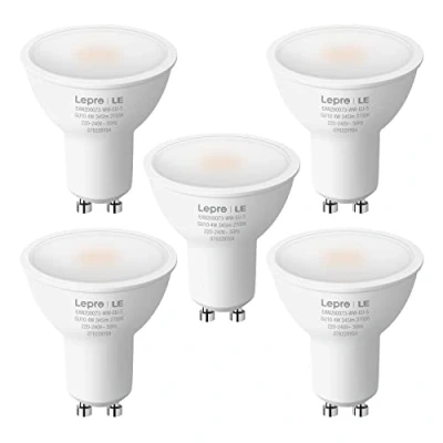 Abbildung von Lepro GU10 LED, 2700K warmweiß ersetzt 32W Halogenlampen, 4W 345lm LED Leuchtmittle, 100 Strahlwinkel Reflektorlampen, 5 Stück