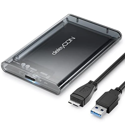 Abbildung von deleyCON SSD Festplattengehäuse USB 3.1 Gen. 1 für 2,5“ Zoll SATA 3 / HDD 7 mm 9,5 III Festplatten Externes Gehäuse UASP [Transparent Grau]