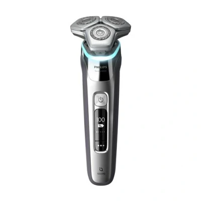 Abbildung von Philips Shaver S9000 Elektrischer Nass &amp; Trockenrasierer für Männer, Dunkelchrom, Lift Cut System, SkinIQ Technologie, Barttrimmer, Reinigungsstation, Ladestation Reiseetui (Modell S9974/55)