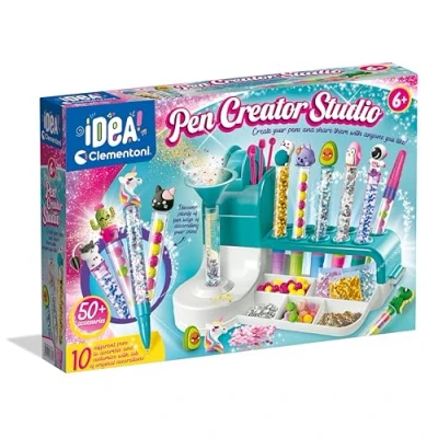 Abbildung von Clementoni Mein Stift Atelier mit über 50 Accessoires Kreativspielzeug, Bastelset, Personalisierter Stift, Geschenk Set für Kinder ab 6 Jahren, 18779