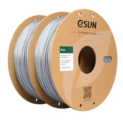 Abbildung von eSUN PLA+ Filament 1.75mm, 3D Drucker PLA Plus, Maßgenauigkeit +/ 0.03mm, 1KG pro Spule, 2 Spulen Druck für Drucker, Silber