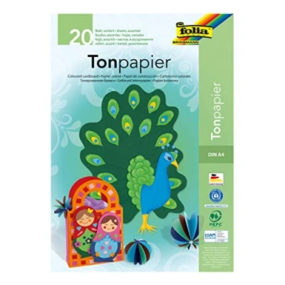 Abbildung von folia 600 Block mit Tonpapier, 130 g/m², DIN A4, 20 Blatt, sortiert in 10 Farben, ideale Grundlage für vielfältige Bastelarbeiten wie Fensterbilder, Scrapbooking, Kartengestaltung