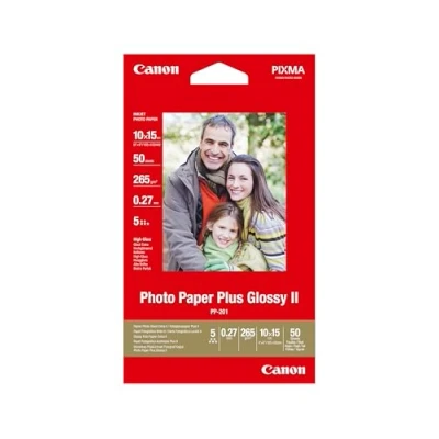 Abbildung von Canon Fotopapier PP 201 glänzend 10x15 cm 50 Blatt für Tintenstrahldrucker PIXMA Drucker (265 g/qm) 2311B003 rot