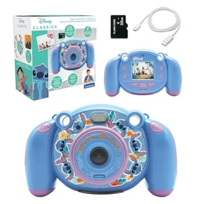Abbildung von Lexibook Disney Stitch 4 in 1 Kinderkamera mit Foto , Video Audio und Spielfunktionen, 32GB SD Karte enthalten DJ080D