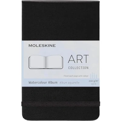 Abbildung von Moleskine Art Collection, Aquarellalbum, Skizzenbuch (Hardcover und elastischer Verschluss, Papier geeignet für Aquarelle Aquarellstifte, Tasche 9 x 14 cm, 60 Seiten) schwarz