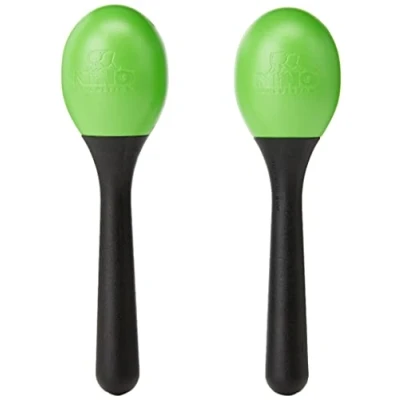 Abbildung von Nino Percussion Small Egg Maracas 1 Paar kleine Shaker für Kinder ab 3 Jahren Musikinstrument Kunststoff, Schwarz und Grün (NINO569GG)