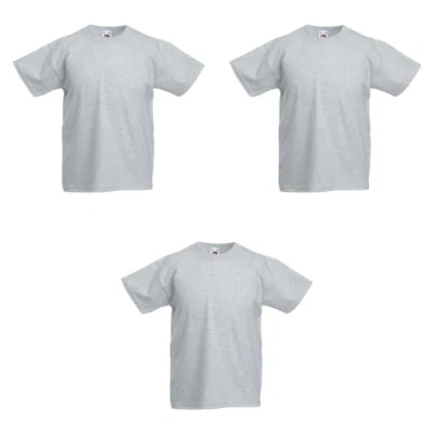 Abbildung von GIDUTEX 3er Pack Kinder Tshirts by Fruit of The Loom Original T Unisex (DE/NL/SE/PL, Numerisch, 116, Regular, 3, Grau)