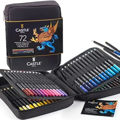 Abbildung von Castle Art Supplies 72 Buntstifte Set Hochwertige Farbminen mit weichem Kern für erfahrene Künstler, Profi und Farbkünstler In übersichtlichem, robustem Reißverschlussetui