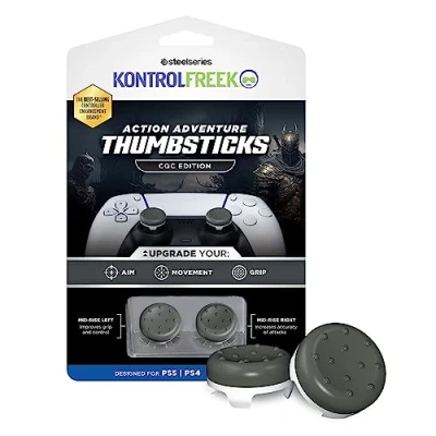 Abbildung von KontrolFreek CQC Classic für Playstation 4 (PS4) und 5 (PS5) Controller, Performance Thumbsticks, 2 mittelhohe konkav, Grau/Weiß