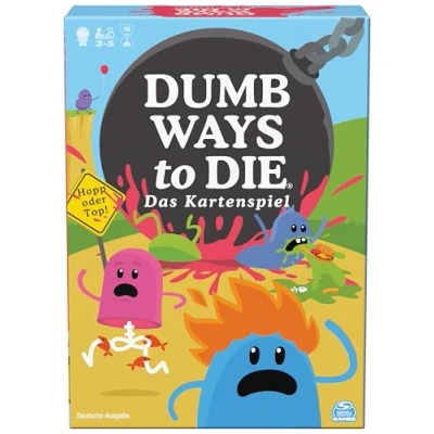 Abbildung von Spin Master Games Dumb Ways to Die, rasant gemeines Kartenspiel, bei dem es ums Überleben der eigenen Bohnen geht, witziges Karten Artwork mit Wackelbildern, 2 5 Spieler ab 12 Jahren, deutsche Ausgabe