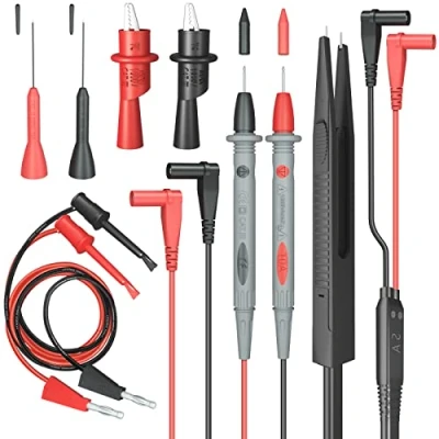 Abbildung von HANDSKIT Elektrisches Multimeter Messleitungsset mit Krokodilklemmen, Prüfhaken, Prüfspitzen, Leitung, professionelles Kit, Prüfkabel, 1000 V, 10 A, CAT.II