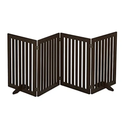 Abbildung von Relaxdays Absperrgitter, freistehendes Schutzgitter, HxB: 70 x 154 cm, mit Füßen, Hunde, Kindergitter klappbar, braun