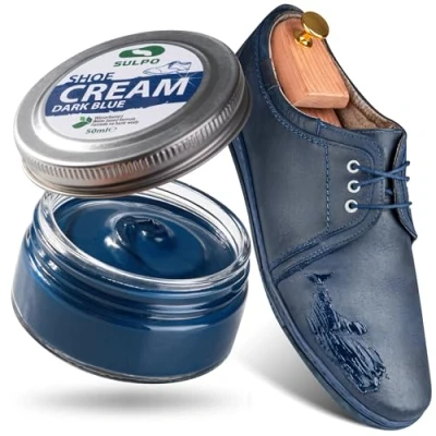 Abbildung von SULPO Schuhcreme Dunkelblau, Marineblau Shoe Cream Schuhputzcreme Ledercreme Lederbalsam Glattleder Wasserbassiert Farbe auffrischen Lederpflege Echt und Kunstleder 50ml