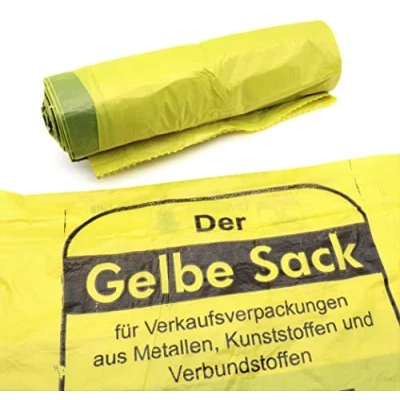 Abbildung von 10 Rollen Gelber Sack, Gelbe Säcke mit praktischem Zugband, 90 Liter, 15µ Wertstoffsack