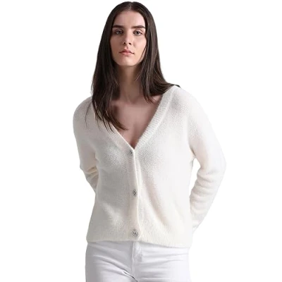 Abbildung von ONLY Onlella Piumo LS CC Strickjacke, Damen, Größe: Medium, Bianco