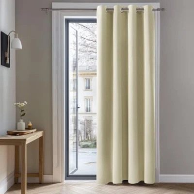Abbildung von Deconovo Verdunkelungsgardinen mit Ösen Blickdichte Thermovorhang Kälteschutz Thermo gegen Kälte Thermogardine Hitzeschutz, 274x132 cm(HöhexBreite), Beige, 1 Stück