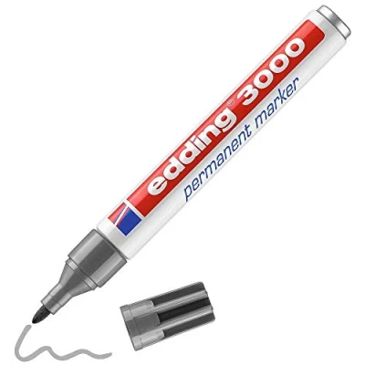 Abbildung von edding 3000 Permanentmarker grau 10 Stifte Rund Spitze 1,5 3 mm schnell trocknender Permanent Marker wasserfest, wischfest für Karton, Kunststoff, Holz, Metall Universalmarker