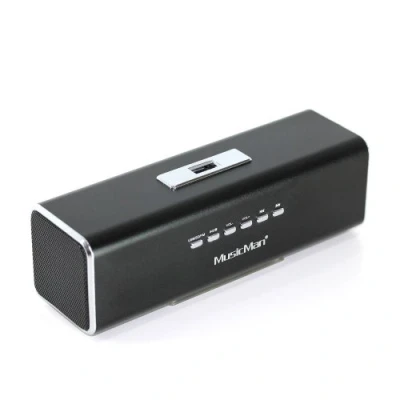 Abbildung von MusicMan MA Soundstation tragbarer Lautsprecher Stereo Sound FM Radio, MP3 Player, USB, AUX / Line In, MicroSD Kartensteckplatz 6 Stunden Wiedergabezeit Ideal für unterwegs (Schwarz)
