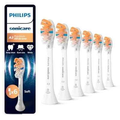 Abbildung von Philips Sonicare A3 Premium All in One, Original Ersatzbürstenköpfe, Weiß, 6er Pack, HX9096/87