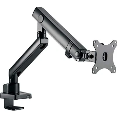 Abbildung von ICY BOX Monitor Halterung für 1 bis 32 Zoll (bis 8kg, VESA 75x75/100x100), Monitorständer aus Stahl, Schwenk &amp; Neigbar, Befestigung auf Tischplatte/Tischkante, IB MS313 T, Schwarz