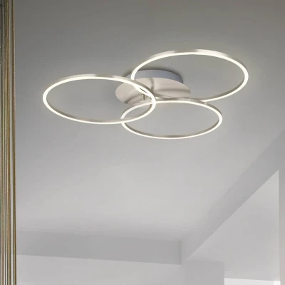 Abbildung von BRILONER LED Deckenlampe dimmbar in Stufen, schwenkbar, warmweiße Lichtfarbe, Lampe, Deckenleuchte, Wohnzimmerlampe, Schlafzimmerlampe, Küchenlampe, 71,7x67,4x10,3 cm, Matt Nickel