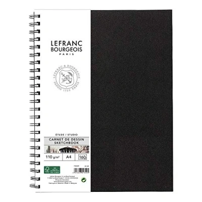 Abbildung von Lefranc Bourgeois 301349 Studio Skizzenbuch 80 Blatt A4, 110 g/m², Spiralgebunden, Skizzenpapier mit feinkörniger Oberfläche zum Zeichnen Bleistiften, Kreide, Kohle und anderen Trockentechniken