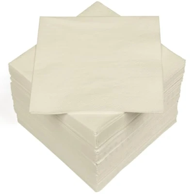 Abbildung von HEKU 100 einfarbige Servietten, 3 lagig, 33x33cm I Einheitliche Qualität für Veranstaltungen &amp; Gastronomie Praktische 5er Packung Hoch saugfähig und stilvoll, creme