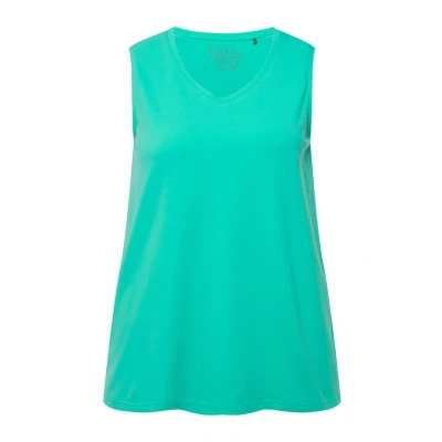 Abbildung von Ulla Popken Damen Top, A Linie, V Ausschnitt, ärmellos 807291 T Shirt, türkisgrün, 42 44