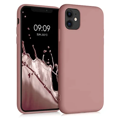 Abbildung von kwmobile Hülle kompatibel mit Apple iPhone 11 gummierte TPU Silikon Handyhülle Schutzhülle für kabelloses Laden Case in Winter Rose