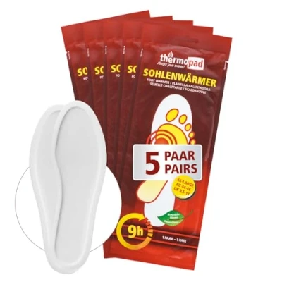 Abbildung von THERMOPAD Sohlenwärmer Gr. XL (42 43) DAS ORIGINAL: 5 Paar Wärmepads (Einlegesohle) für 8 Stunden Wärme I Sofort einsatzbereite Fußwärmer Pads Extra warme Wärmesohle Schuhe &amp; Skischuhe