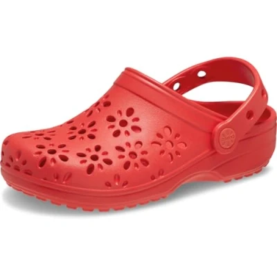 Abbildung von Crocs Classic Floral CUT OUT Unisex Badesandale für Kinder, Größe: 34/35, Cherry red Kunststoff