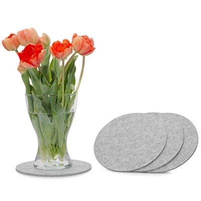 Abbildung von FILU Filzuntersetzer rund 20cm 4er Pack (Farbe wählbar) hellgrau Untersetzer aus Filz für Tisch und Bar als Glasuntersetzer/Getränkeuntersetzer Glas Gläser grau