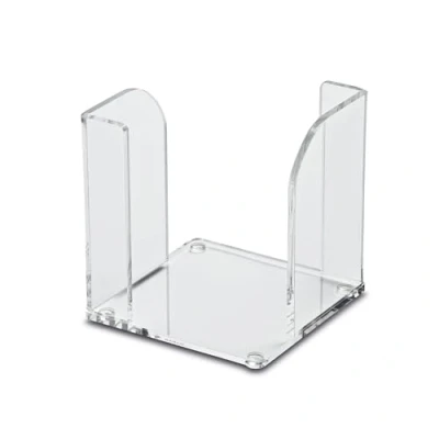 Abbildung von MAUL Zettelbox aus Acryl 9x9cm Stilvoller Schreibtisch Organizer für Notizzettel, Papier und Zettel Möbelschonend dank Standnoppen Schreibtisch, Büro Regal Transparent