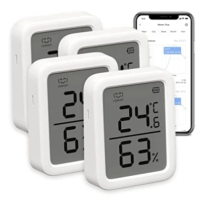 Abbildung von SwitchBot │ Thermometer Hygrometer Innen 4er Pack, Bluetooth Digital Temperatur Feuchtigkeit Sensor mit APP &amp; Datenspeicherung, Taupunkt/VPD/Absolute Feuchtigkeitssensor